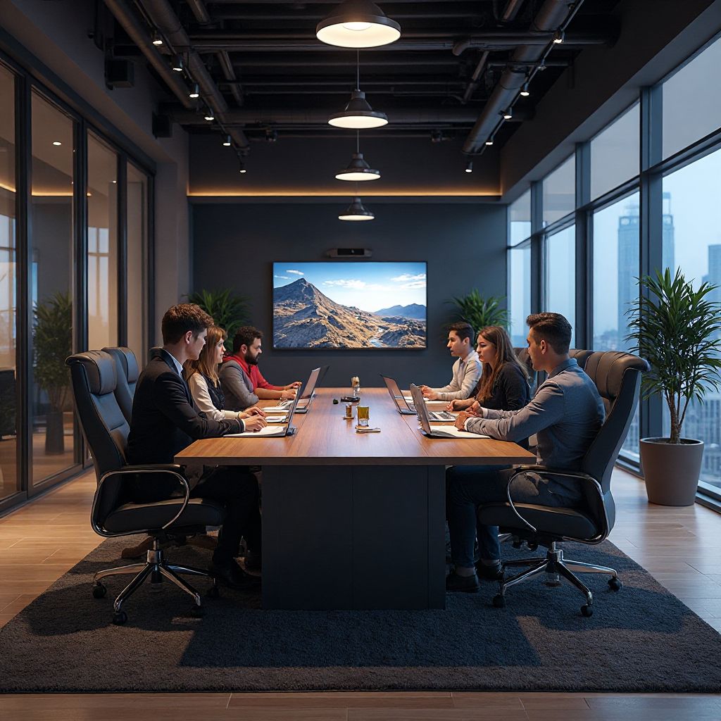 Team meeting in modern conference room