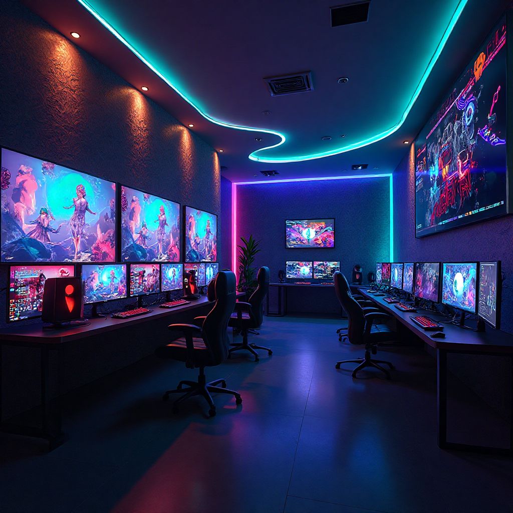 Gaming center main hall panoramic view