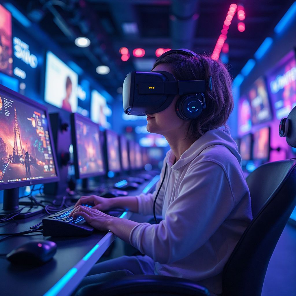 VR gaming zone with headsets